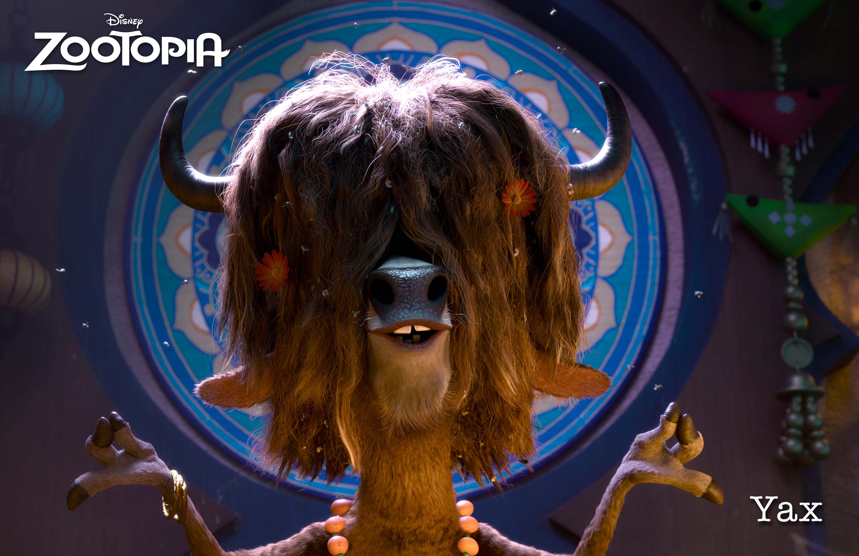 ZOOTOPIA â€“ YAX THE YAK, the most enlightened, laid-back bovine in Zootopia. When Judy Hopps is on a case, Yax is full of revealing insights. Â©2015 Disney. All Rights Reserved.