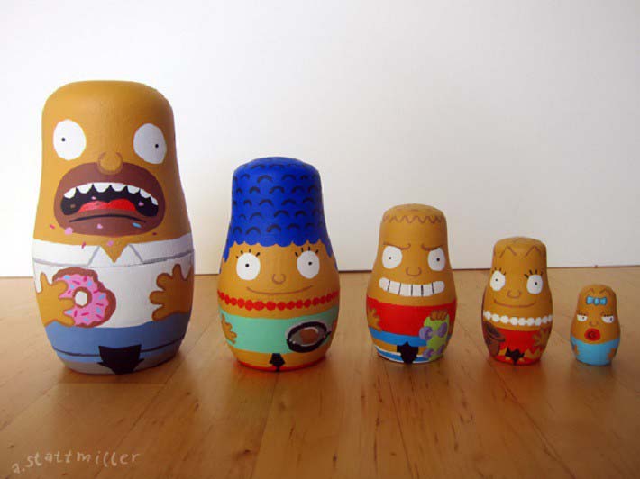 The Simpsons nesting dolls.  Hand painted by Andy Stattmiller.